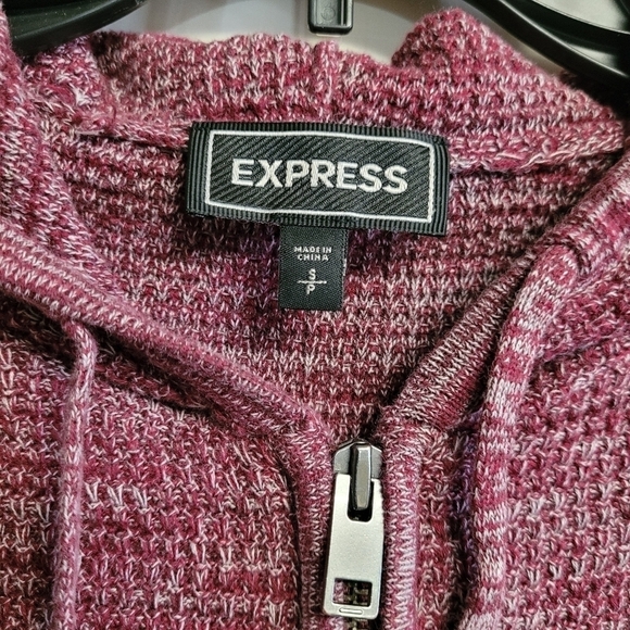 Express Full Zip Knit Hooded Sweater Knit Jacket Size Small - Picture 4 of 8